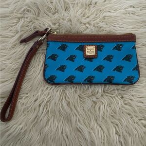 NFL Dooney & Bourke Carolina Panthers Wristlet Mini Travel Wallet Leather Bag